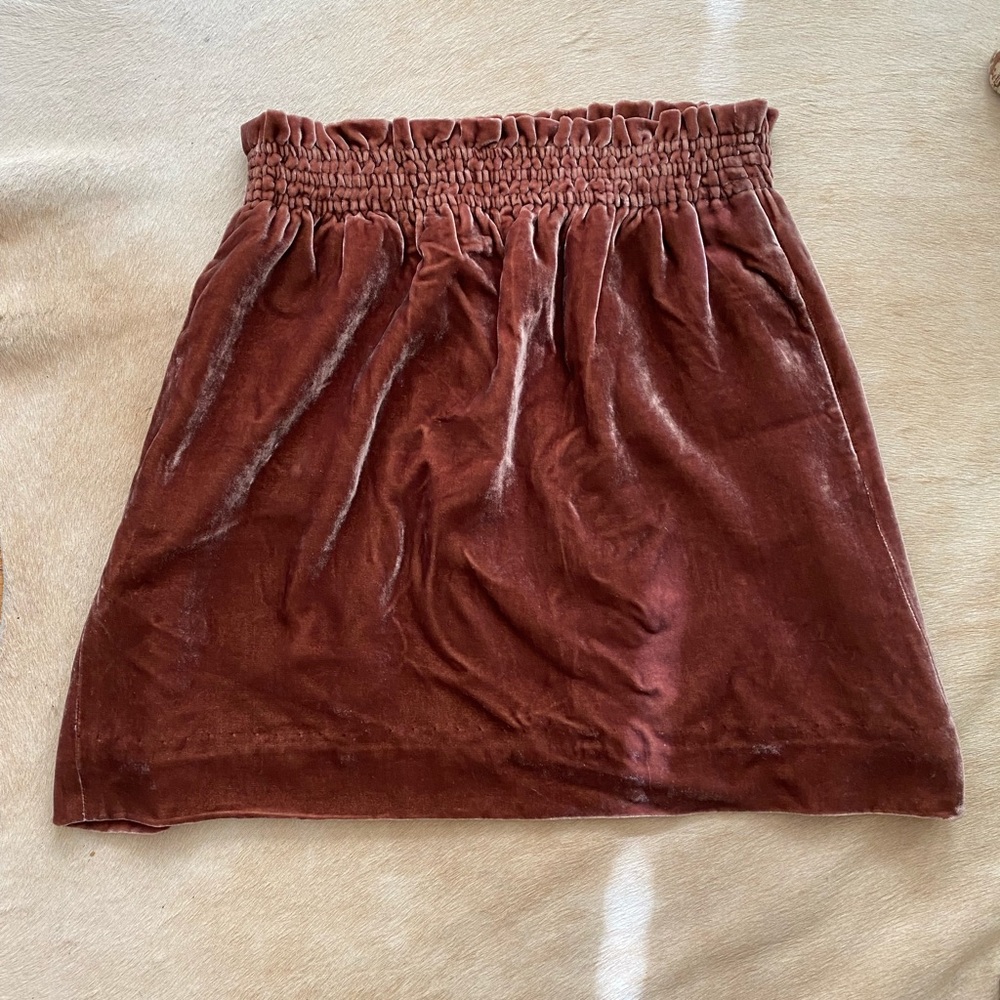 Brown velvet J. Crew Collection skirt.